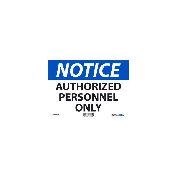 Nmc Notice Authorized Personnel Only 7x10 Pressure Sensitive Vinyl GLON34P - main
